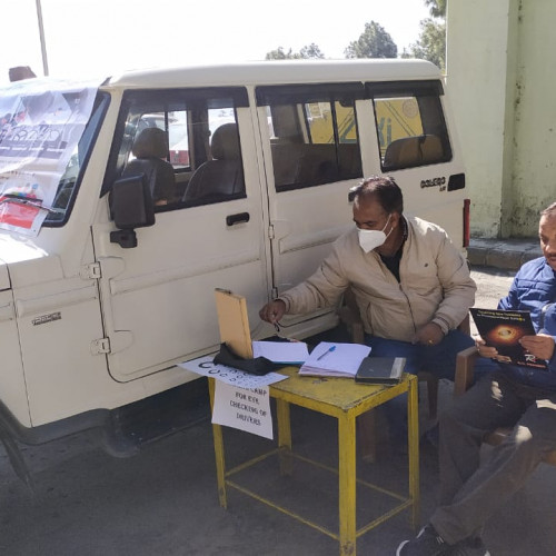 Health Camp For Eye Checking Of Drivers